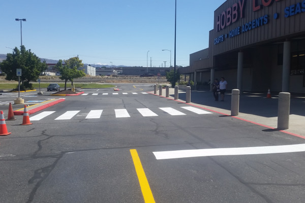 Parking lot crosswalk outside Hobby Lobby